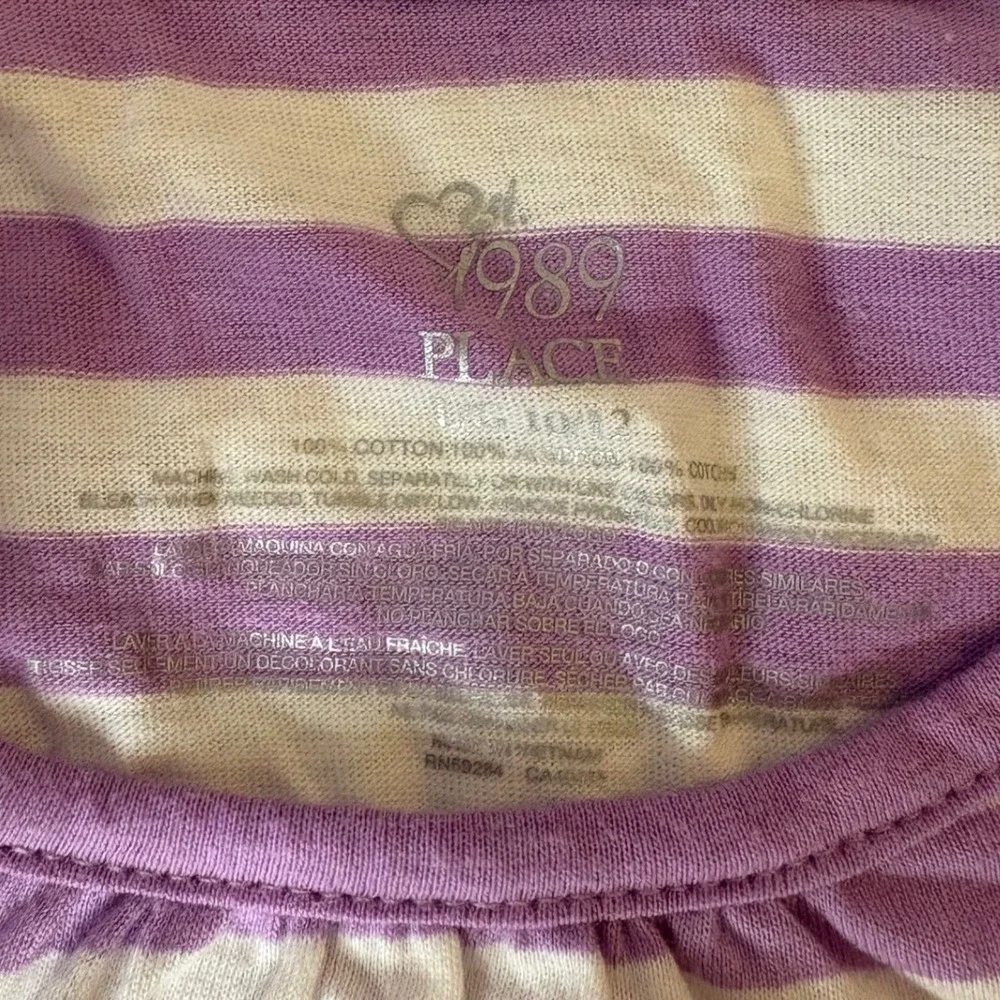 Children's Place Striped Top Lilac Mist Short Sleeve Shirt Kids Size L‎